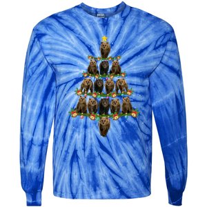 Bear Lover Xmas Tree Lights Santa Bear Christmas Funny Gift Tie-Dye Long Sleeve Shirt