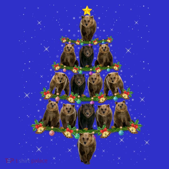 Bear Lover Xmas Tree Lights Santa Bear Christmas Funny Gift Women's V-Neck T-Shirt