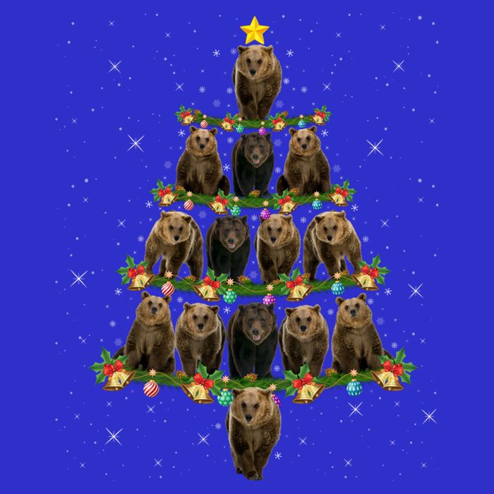 Bear Lover Xmas Tree Lights Santa Bear Christmas Funny Gift Zip Tote Bag