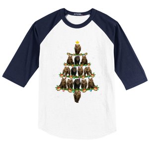 Bear Lover Xmas Tree Lights Santa Bear Christmas Funny Gift Baseball Sleeve Shirt