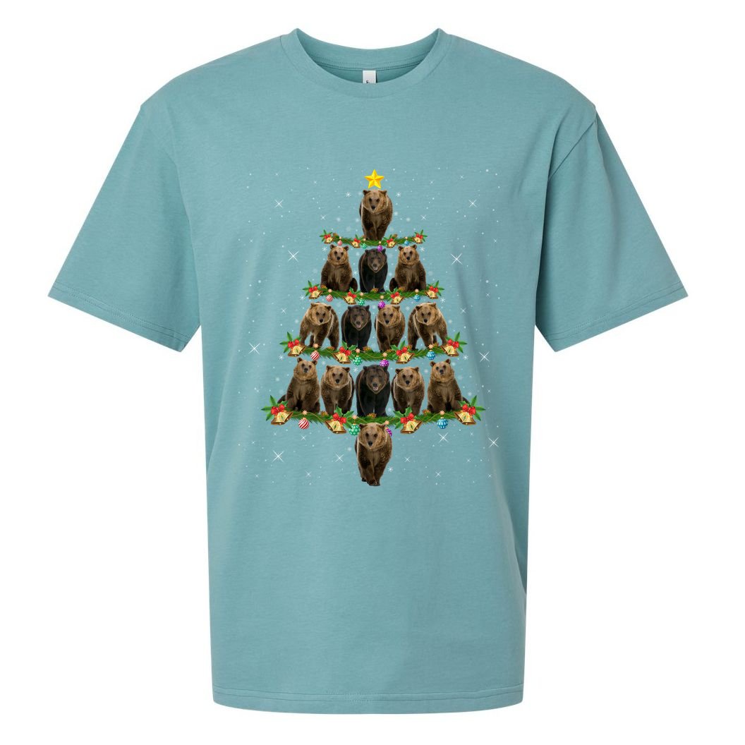 Bear Lover Xmas Tree Lights Santa Bear Christmas Funny Gift Sueded Cloud Jersey T-Shirt