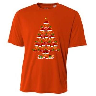 Basketball Lover Xmas Holiday Basketball Christmas Tree Gift Cooling Performance Crew T-Shirt