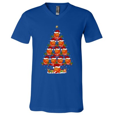 Basketball Lover Xmas Holiday Basketball Christmas Tree Gift V-Neck T-Shirt