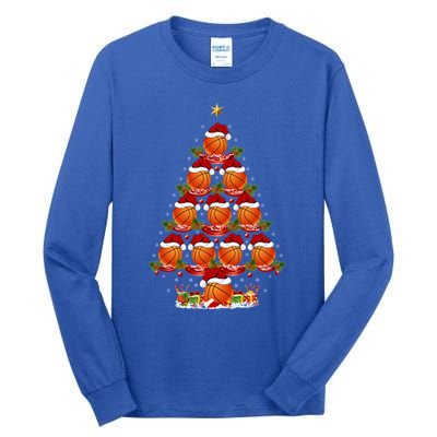 Basketball Lover Xmas Holiday Basketball Christmas Tree Gift Tall Long Sleeve T-Shirt