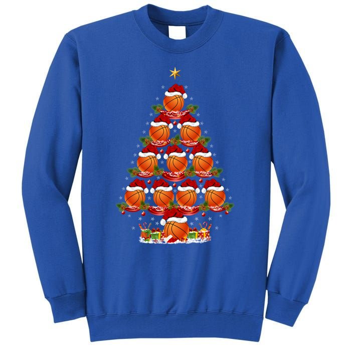 Basketball Lover Xmas Holiday Basketball Christmas Tree Gift Tall Sweatshirt