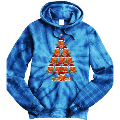 Basketball Lover Xmas Holiday Basketball Christmas Tree Gift Tie Dye Hoodie