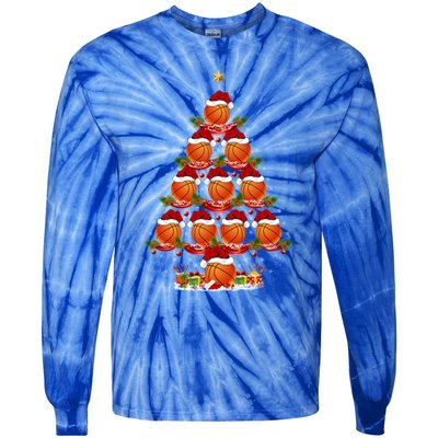 Basketball Lover Xmas Holiday Basketball Christmas Tree Gift Tie-Dye Long Sleeve Shirt