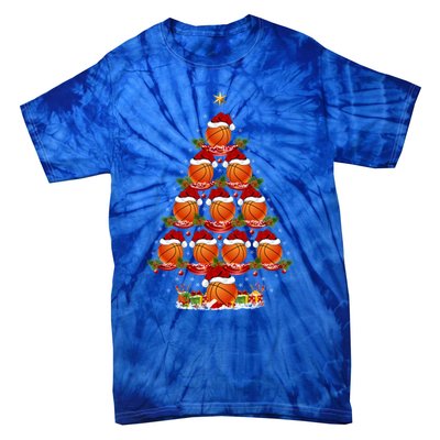 Basketball Lover Xmas Holiday Basketball Christmas Tree Gift Tie-Dye T-Shirt