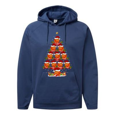 Basketball Lover Xmas Holiday Basketball Christmas Tree Gift Performance Fleece Hoodie