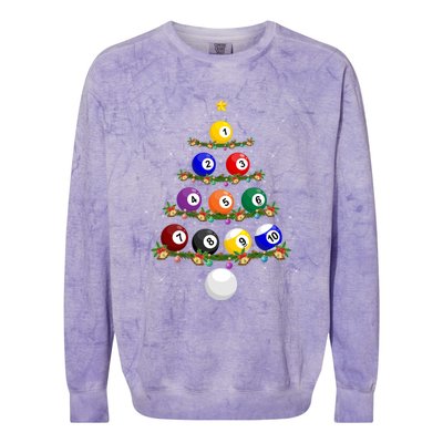 Billiards Lover Xmas Tree Lights Santa Billiards Christmas Gift Colorblast Crewneck Sweatshirt