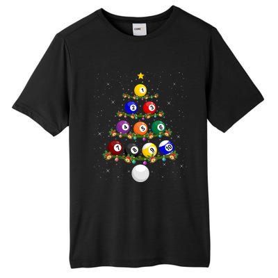 Billiards Lover Xmas Tree Lights Santa Billiards Christmas Gift Tall Fusion ChromaSoft Performance T-Shirt