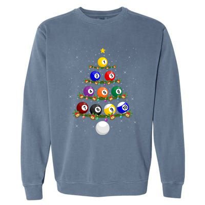 Billiards Lover Xmas Tree Lights Santa Billiards Christmas Gift Garment-Dyed Sweatshirt