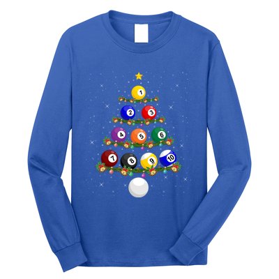 Billiards Lover Xmas Tree Lights Santa Billiards Christmas Gift Long Sleeve Shirt