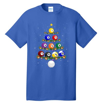 Billiards Lover Xmas Tree Lights Santa Billiards Christmas Gift Tall T-Shirt