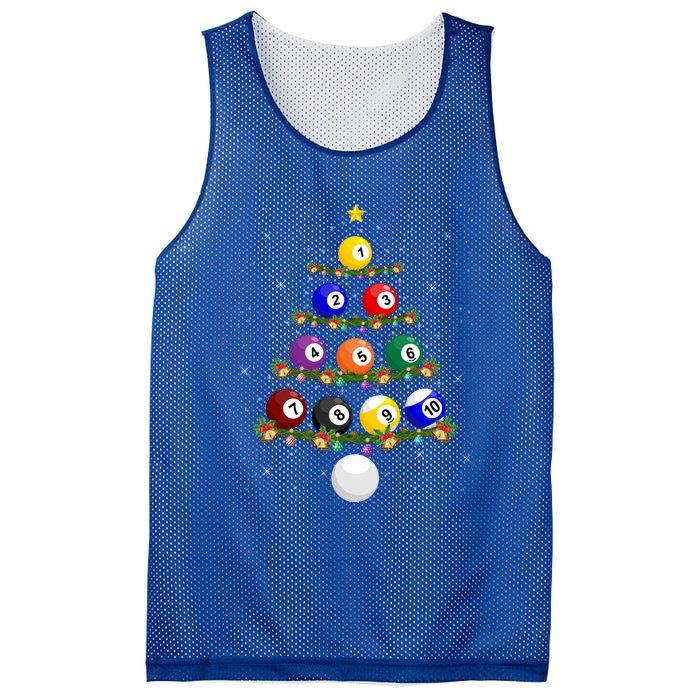 Billiards Lover Xmas Tree Lights Santa Billiards Christmas Gift Mesh Reversible Basketball Jersey Tank