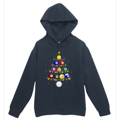 Billiards Lover Xmas Tree Lights Santa Billiards Christmas Gift Urban Pullover Hoodie