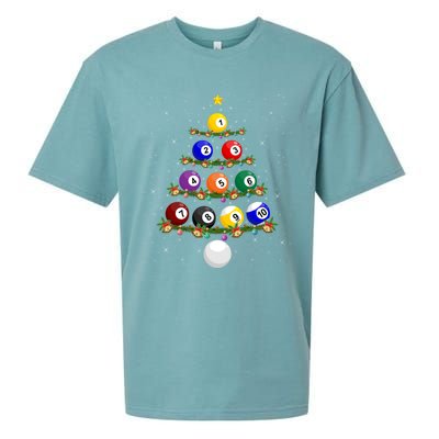 Billiards Lover Xmas Tree Lights Santa Billiards Christmas Gift Sueded Cloud Jersey T-Shirt