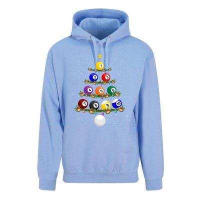 Billiards Lover Xmas Tree Lights Santa Billiards Christmas Gift Unisex Surf Hoodie