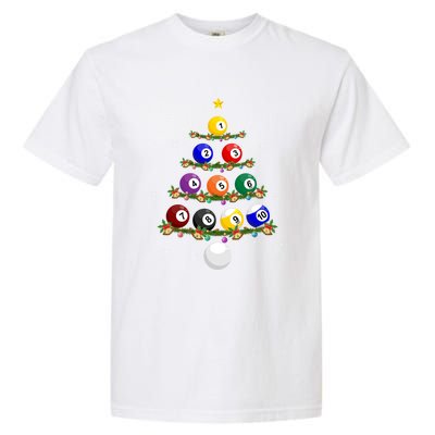 Billiards Lover Xmas Tree Lights Santa Billiards Christmas Gift Garment-Dyed Heavyweight T-Shirt