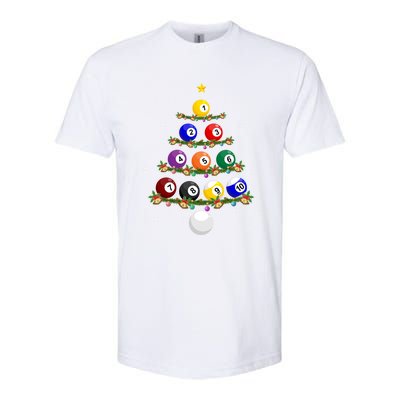 Billiards Lover Xmas Tree Lights Santa Billiards Christmas Gift Softstyle CVC T-Shirt