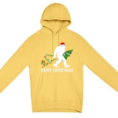 Bigfoot Lover Xmas Lighting Santa Bigfoot Hairy Christmas Gift Premium Pullover Hoodie