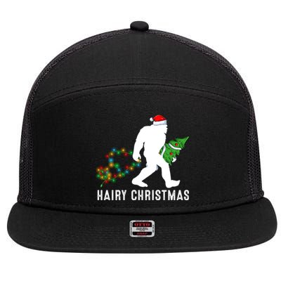 Bigfoot Lover Xmas Lighting Santa Bigfoot Hairy Christmas Gift 7 Panel Mesh Trucker Snapback Hat