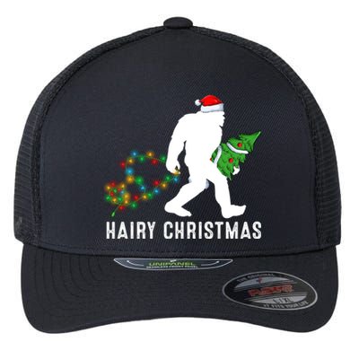 Bigfoot Lover Xmas Lighting Santa Bigfoot Hairy Christmas Gift Flexfit Unipanel Trucker Cap