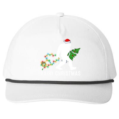 Bigfoot Lover Xmas Lighting Santa Bigfoot Hairy Christmas Gift Snapback Five-Panel Rope Hat