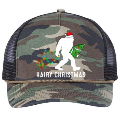 Bigfoot Lover Xmas Lighting Santa Bigfoot Hairy Christmas Gift Retro Rope Trucker Hat Cap