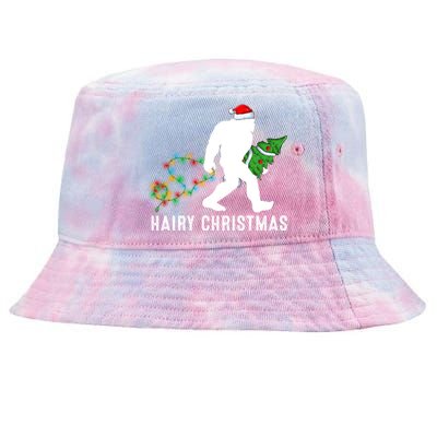 Bigfoot Lover Xmas Lighting Santa Bigfoot Hairy Christmas Gift Tie-Dyed Bucket Hat