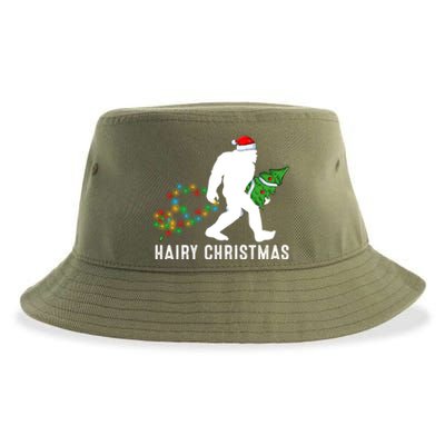 Bigfoot Lover Xmas Lighting Santa Bigfoot Hairy Christmas Gift Sustainable Bucket Hat