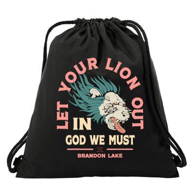 Brandon Let Your Lion Out We Must Merch Lake Drawstring Bag
