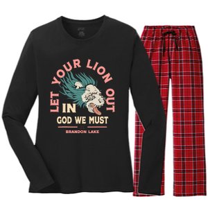 Brandon Let Your Lion Out We Must Merch Lake Women's Long Sleeve Flannel Pajama Set 