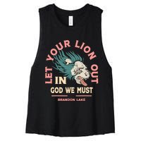 Brandon Let Your Lion Out We Must Merch Lake Women's Racerback Cropped Tank