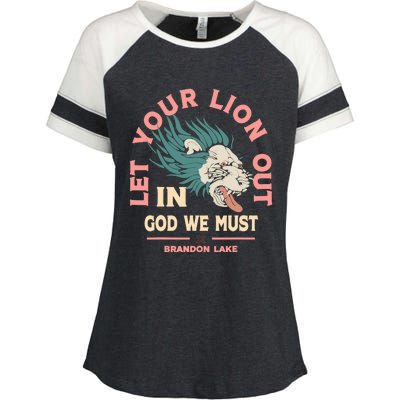 Brandon Let Your Lion Out We Must Merch Lake Enza Ladies Jersey Colorblock Tee