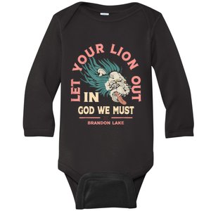 Brandon Let Your Lion Out We Must Merch Lake Baby Long Sleeve Bodysuit