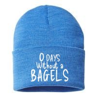 Bagel Lovers Zero Days Without Bagels Funny Baking Gift Sustainable Knit Beanie