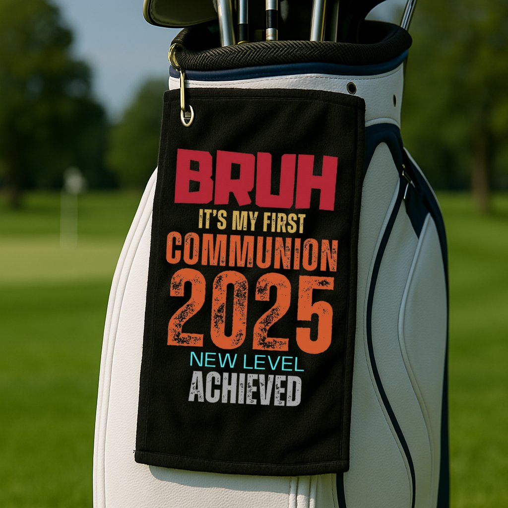 Bruh My 1st First Communion 2025 Video Game Golf Towel