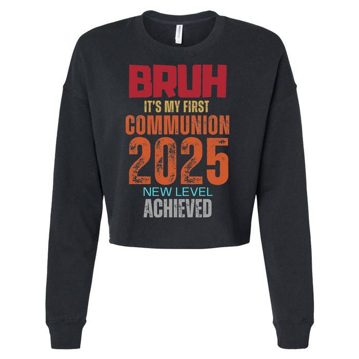 Bruh My 1st First Communion 2025 Video Game Cropped Pullover Crew