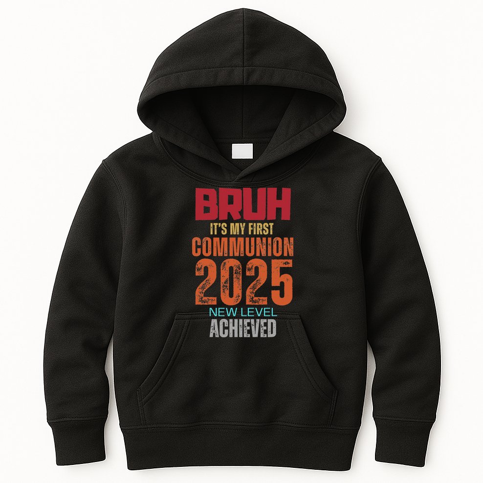Bruh My 1st First Communion 2025 Video Game Kids Hoodie