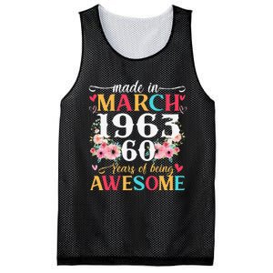 Born March 1963 Birthday Gift Made In 1963 60 Year Old Women Mesh Reversible Basketball Jersey Tank