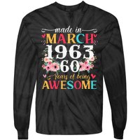 Born March 1963 Birthday Gift Made In 1963 60 Year Old Women Tie-Dye Long Sleeve Shirt