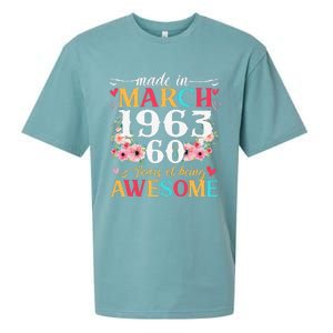 Born March 1963 Birthday Gift Made In 1963 60 Year Old Women Sueded Cloud Jersey T-Shirt