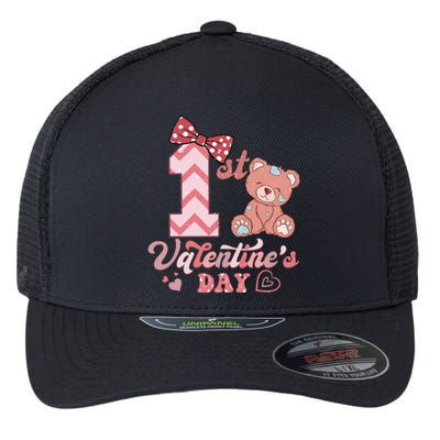 Bear My 1st Valentine's Day Gift For Girl Flexfit Unipanel Trucker Cap