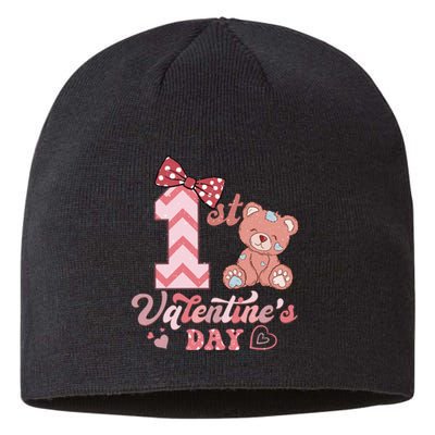 Bear My 1st Valentine's Day Gift For Girl Sustainable Beanie