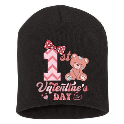 Bear My 1st Valentine's Day Gift For Girl Short Acrylic Beanie