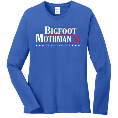 Bigfoot Mothman 2024 Cryptid President Ladies Long Sleeve Shirt