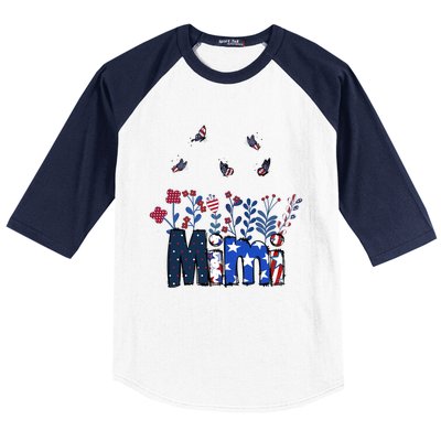 Butterflies Mimi 4th Of July Happy Usa Independence Christm Great Gift Baseball Sleeve Shirt