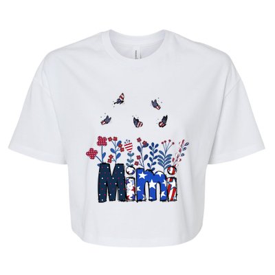 Butterflies Mimi 4th Of July Happy Usa Independence Christm Great Gift Bella+Canvas Jersey Crop Tee