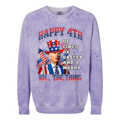 Biden Merry 4th The Thing Confused Joe Biden 4th Of July Colorblast Crewneck Sweatshirt